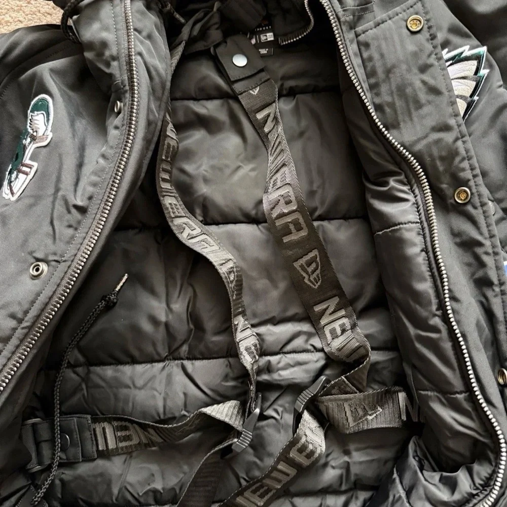 New Era x Alpha Industries Philadelphia Eagles Parka Mens Black Coat Sz xl - Picture 2 of 4